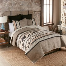 Donna Sharp Momma Bear Queen 3-Pc Quilt Set Lodge Rustic Brown Tan Bedding New - £127.01 GBP
