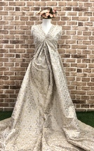 White &amp; gold Indian Banarasi Brocade fabric, Bridal Fabric, Abaya, Fabric, NF799 - £5.98 GBP+