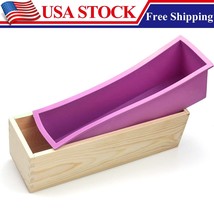 11&quot; 42OZ Loaf Soap Making Cutting Mold Kit Wood Silicone DIY Mold Set Reusable - £21.88 GBP