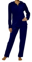 Hue, 2 Pc Velvet Velour Hoodie Lounge Jacket + Pants Set, Medium Medieva... - £29.47 GBP