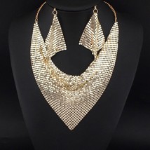 MANILAI Indian Jewelry Set Chic Style Shining Metal Slice Bib Choker Necklaces E - £18.86 GBP