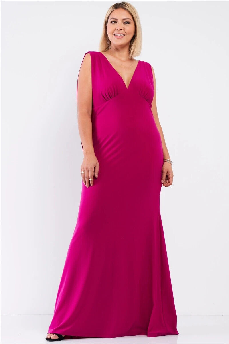 Primary image for Women's Very Berry Plus Size Draped Back V Neck Maxi Dress (2XL)