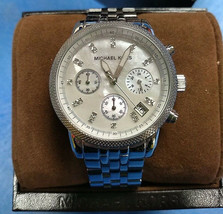NEW Michael Kors MK5020 Women&#39;s Ritz Silver MOP Watch chronograph swarovski lady - £115.71 GBP