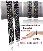 Cuff Bracelet patterns, Loom-Square Stitch Miyuki Delica and Preciosa, P... - $95.03 MXN