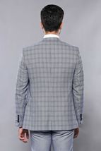 Men 3pc Vest Suit WESSI by J.VALINTIN Extra Slim Fit JV42 Blue Plaid TURKEY USA image 8