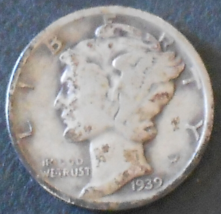 1939-D Mercury Silver Dime. - £2.55 GBP