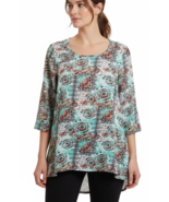The LIMITED Chiffon 3/4 Sleeve Loose Fit Flare Print High Low Blouse (La... - $18.80
