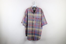 Vintage 90s Streetwear Mens XL Long Distressed Madras Plaid Button Shirt... - £31.16 GBP