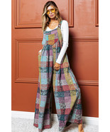 Multicolour Brushed Checkered Wide Leg Overalls - $613.57 MXN
