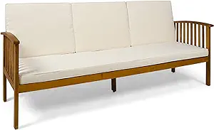 Christopher Knight Home Breenda Outdoor Acacia Wood Sofa with Cushions, ... - $468.99