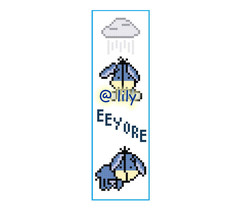 EEYORE Grosgrain Ribbon Counted Cross Stitch Pattern Chart BookMark with name - £3.12 GBP
