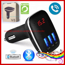 V8 3 USB Car FM Transmitter MP3 Music Player Hands Free Bluetooth Charge... - £9.96 GBP