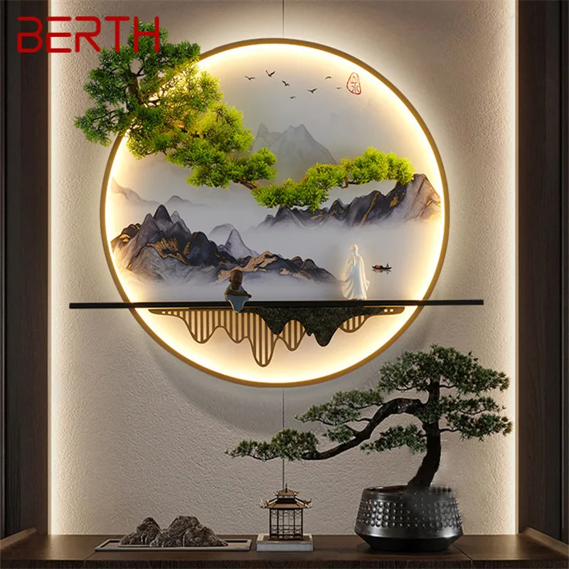 BERTH Modern Wall Picture Light Inside Creative Chinese Landscape Mural Sconces - £348.61 GBP+