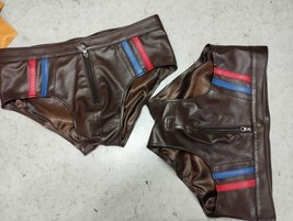 Men&#39;s Sheepskin Leather Briefs Real Soft Pure Leather Jockstrap Thong Underwear - £58.58 GBP+