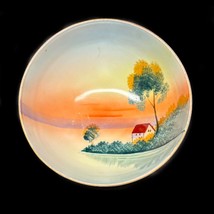 Vintage Meito China Trinket Dish Hand Painted Landscape Home Made In Japan 4 7/8 - £9.31 GBP