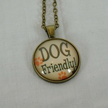 Dog Friendly Paw Prints Puppy Pet Bronze Tone Cabochon Pendant Chain Necklace Rd - £2.35 GBP