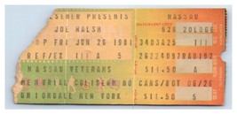Joe Walsh Ticket Stub Giugno 25 1981 Uniondale New York - £39.43 GBP