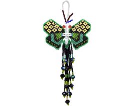 Multicolored Butterfly Hanging Figurine Ornament Czech Glass Seed Bead F... - £15.12 GBP