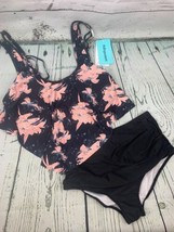 Swimsuits for Women Two Piece Bathing Suits Ruffled Flounce Top Medium - £26.12 GBP