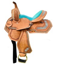 Suede-Seat-Border-Youth-Western-Leather-Horse-Barrel-Saddle. - $4,433.88 MXN