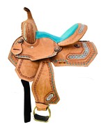 Suede-Seat-Border-Youth-Western-Leather-Horse-Barrel-Saddle. - $8,281.22 MXN