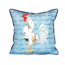 Betsy Drake White Rooster Script Small Indoor Outdoor Pillow 12x12 - £38.80 GBP