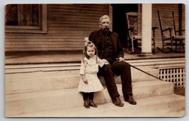 RPPC Sweet Mabel Hendrix with Her Grandpa Rocking Chairs on Porch Postcard C25 - £10.18 GBP