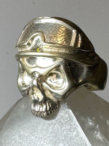 Skull ring size 10.25 biker band cast ring sterling silver from Ukraine Item image 10