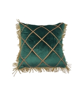 Luxury Pillow, Royal Design, High Quality Green Gold Metallic 18x18&quot; - £63.14 GBP