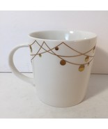 STARBUCKS 2012 HOLIDAY WHITE WITH METALLIC GOLD ORNAMENTS LIGHTS MUG CUP... - £11.68 GBP