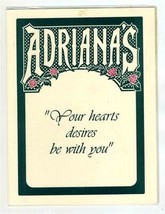 Adriana&#39;s Menu Your Hearts Desires Be With You Cedar City Utah 1996 - $21.76