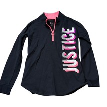 Justice Active Girls Long Sleeve Half-Zip Pullover Top Size 12 Black &amp; Pink - $9.60