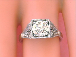 ANTIQUE ART DECO 1.04ct OLD EURO DIAMOND PLATINUM ENGAGEMENT RING 1930 s... - $7,919.01