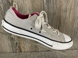Converse All-Star Youth Girls Shoes Sneakers Size 1 Grey/Pink Textile Uppers  - £19.10 GBP