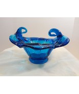 Vintage Cobalt Blue Flower Glass Bowl Italian Art - £21.79 GBP