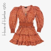 House of Harlow 1960 Wallis Rust V-Neck Long Sleeve Floral Dress - Size XS - £79.04 GBP