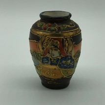 Miniature Moriage Vase Japan Hand Painted Marked H Gold Trim 2&quot; - £10.00 GBP