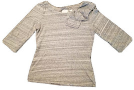 Postmark Anthropologie Top Bojagi Bow Neck Heather Gray 3/4 Sleeve Pullover XS - £6.04 GBP