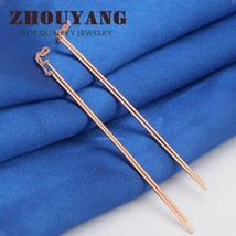 ZHOUYANG Ear Line For Women Simple Style Long Straight Needle Rose Gold Color &amp;  - £7.43 GBP