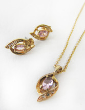 Vintage Avon October Birthstone Tourmaline Earring And Necklace Set - £15.95 GBP