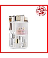 360 Rotating Makeup Organizer with DIY Adjustable Trays - Elegant White ... - $530.50 MXN