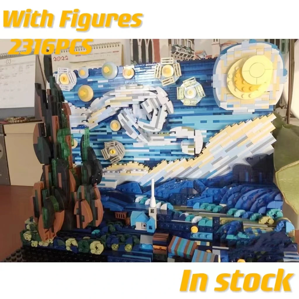 2316PCS Famous Painting Vincent Van Gogh Starry Night Building Blocks 21333 - £84.09 GBP+