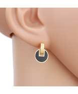 Gold Tone Post Earrings With Jet Black Faux Onyx Inlay - $33.19 CAD