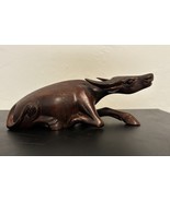 Vintage Water Buffalo Hand Carved Folk Art Red Wood 8&quot; X 3&quot; - $17.63 CAD