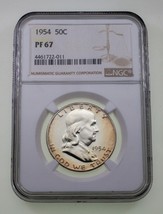 1954 50C Franklin Half Dollar Graded by NGC as PF-67! Gorgeous Strike! - $3,281.64 MXN