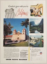 1954 Print Ad Union Pacific Railroad California Mission Santa Barbara Yosemite - £9.41 GBP