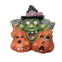 Vintage Halloween Votive Candle Witch Pumpkin Jack Lantern Silly - $17.45