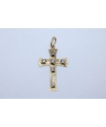 Vintage 14K Yellow Gold Cross Charm Pendant with Natural Diamonds 2.1 grams - $504.65 CAD