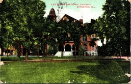 Vtg Cartolina 1911 1st Congregazionale Chiesa Evanston Illinois - £6.22 GBP