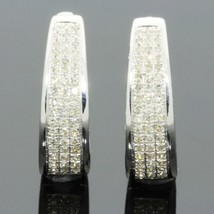 Exquisite 14K White Gold Plated 0.45 CT Simulated Diamonds Huggies Hoop Earrings - $68.24